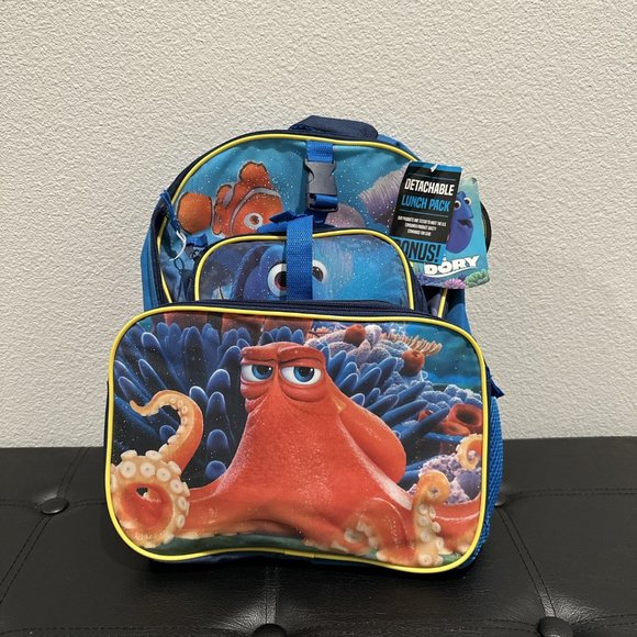 Disney 16" Finding Dory Kids Backpack with Lunch Kit - Blue Travel School Pack - Picture 1 of 4